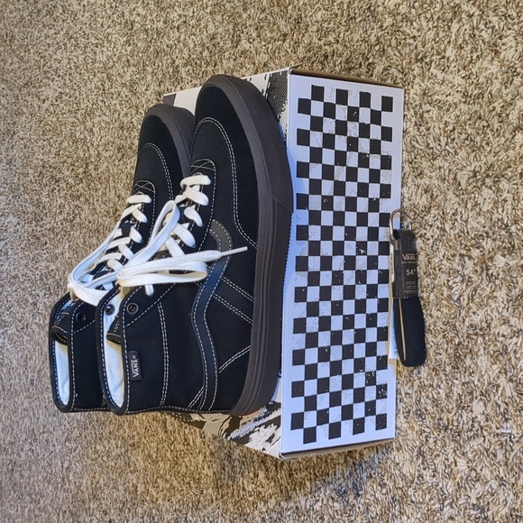 Vans Crockett Decon High Skate Shoes Black Chocolate White Hi Top Mens 7 New - Picture 2 of 7